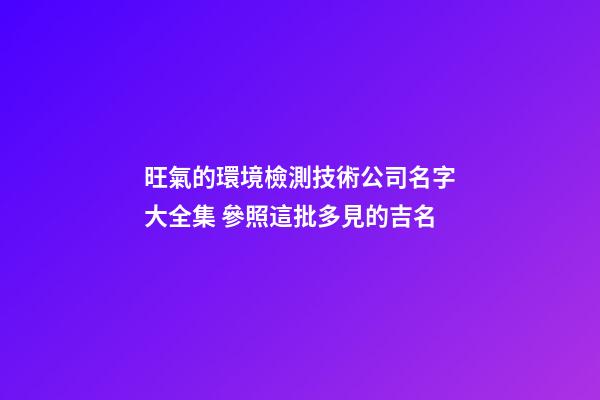 旺氣的環境檢測技術公司名字大全集 參照這批多見的吉名
